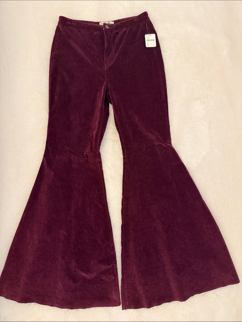 NWT Free People Just Float On Boho Wide Flare Leg Purple Velvet Pants - Picture 8 of 16